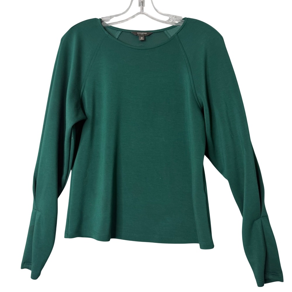 Banana Republic Factory Soft Touch Scuba Raglan Sleeve Top Womens M Forest Green